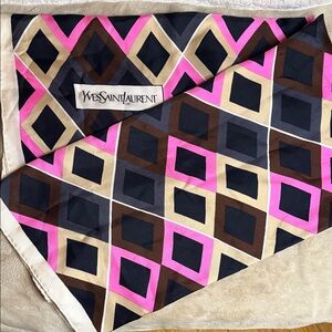 Vintage Yves Saint Laurent diamond print silk scarf,